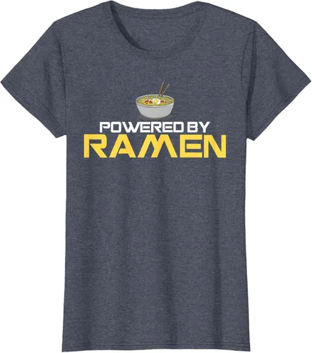 Vista 85 de Camiseta de fideos de anime japoneses Powered By Ramen, Negro, S