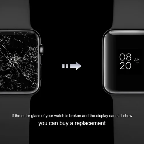 Vista 4 de Protector de pantalla para Apple Watch Series 2/3 de vidrio templado de 1.496 pulgadas, resistente a los arañazos, kit de reparación de repuesto, 1
