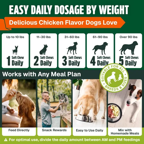 Vista 6 de Vitaminas y suplementos para perros, 250 masticables, multivitamínicos 26 en 1, masticables suaves con glucosamina, condroitina, probióticos, Omega