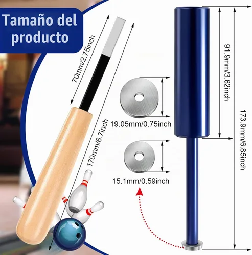 Vista 2 de Hungdao Kit de herramientas de extracción de cinta de entrenamiento de bola de bolos, 3 piezas, con cuchilla de repuesto, cuchillo biselado