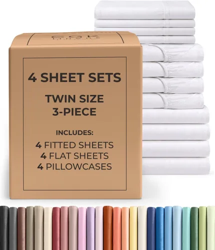 Vista 253 de Pack of 2, Twin Size 3 Piece Sheet Set - Breathable & Cooling - White