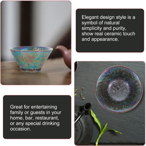 Vista 4 de LIFKOME Taza de té china hecha a mano Jian Ware JianZhan Taza de té china imitación de la dinastía tradicional de la canción JianZhan Temmoku Negro