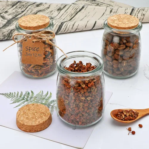Vista 7 de Recipientes de yogur con tapas de corcho, 6 piezas, tarros de vidrio de 7 onzas con tapas