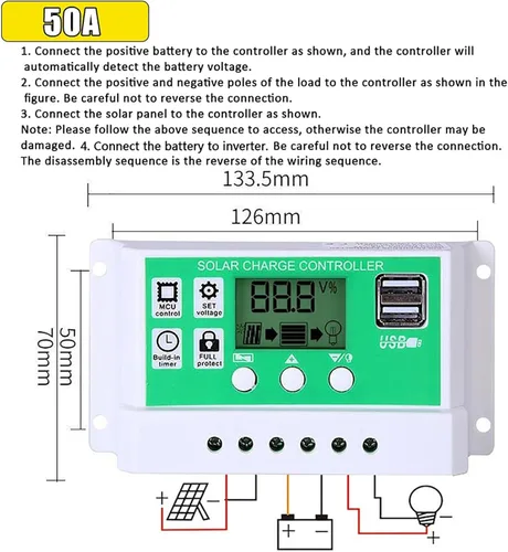 Vista 5 de Kit de inversor solar de 6000 W 12 V a 110 V/220 V, controlador de 50 A