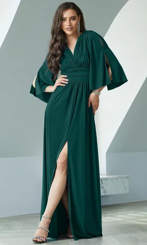 Vista 2 de KOH KOH Vestido largo para dama de honor, cóctel, noche, manga corta, para mujer