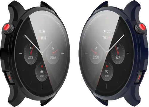 Vista 9 de Funda compatible con Amazfit GTR 4, resistente a los arañazos, funda protectora de policarbonato con protector de pantalla de vidrio templado HD
