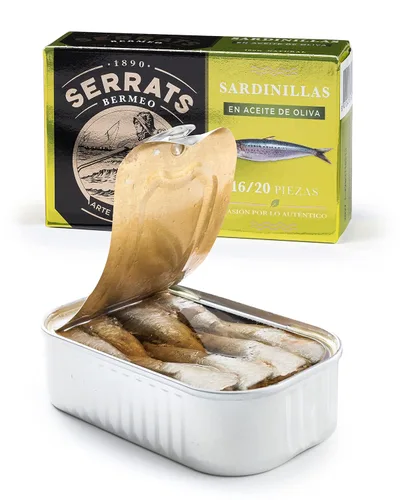 Vista 2 de Baby Sardinas en Aceite de Oliva - 16/20 unidades, 1 lata x 4.1 oz