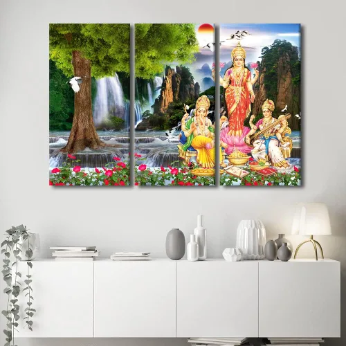 Vista 58 de TUMOVO Arte de pared de Dios hindú para sala de estar, lienzo de Ganesha, arte de pared de escultura de elefante, cuadros modernos, arte
