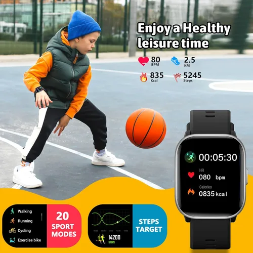 Vista 3 de Reloj inteligente para niños, reloj para niñas y niños con 20 modos deportivos, podómetro, monitor de sueño, relojes deportivos para niños, regalos