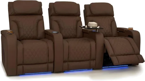 Vista 19 de Seatcraft Luminis 365 - Asiento de cine en casa (fila de 2 biplazas), color carmesí