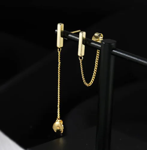 Vista 5 de Reffeer Aretes colgantes de plata de ley 925 maciza para mujeres, adolescentes, aretes de cadena
