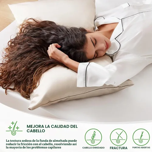 Vista 3 de Love's cabin Funda de almohada de satén para cabello y piel, similar a las fundas de almohada de seda, paquete de 2 fundas de almohada