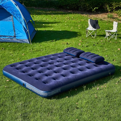 Vista 6 de Colchón de aire tamaño Queen para acampar, cama inflable con bomba y almohadas para habitación