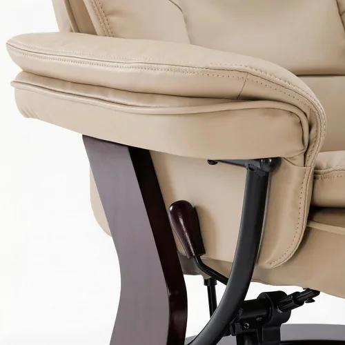 Vista 8 de Sillón reclinable giratorio con sofá reclinable otomano, reposapiés, juego Beige