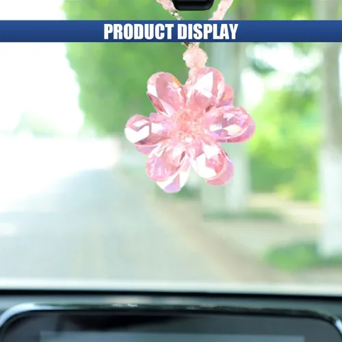 Vista 6 de Colgante de flor de cristal para automóvil, adorno colgante de decoración para espejo retrovisor del automóvil, accesorios interiores del auto