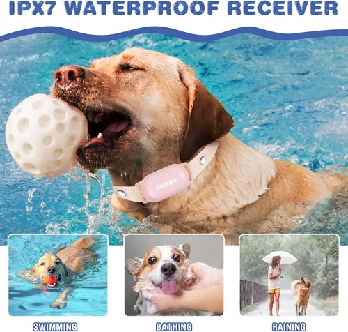 Vista 3 de Collar de choque para perro, collar de entrenamiento impermeable para perros con control remoto de 1000 pies, collar de descarga eléctrica