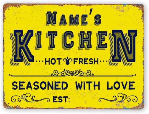 Vista 16 de Letreros de cocina personalizados personalizados para cocina, decoración de pared, letreros de metal para restaurante de mostrador, bar en casa