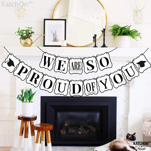 Vista 8 de KatchOn, Cartel con texto en inglés «We are So Proud of You» – Grande, 14 pies, No DIY Cartel de graduación para decoraciones de graduación