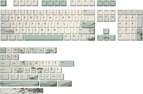 Vista 6 de YUNZII QL75 Wireless Typewriter Retro Mechanical Keyboard(Green, Cocoa Cream V2 Switch),Spring Tea Keycap Cherry(Cherry Profile, Spring Tea)