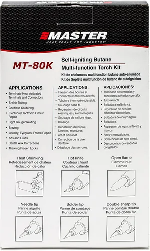 Vista 9 de Master Appliance MT-80K Kit de micro antorcha de butano [antorcha de butano, herramienta de calor sin llama, soldador y cuchillo caliente] de mano