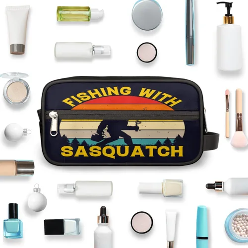 Vista 4 de Neceser de viaje para hombres y mujeres, bolsa de afeitar resistente al agua, bolsas de almacenamiento plegables con asa para artículos de tocador
