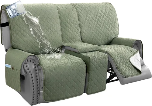 Vista 9 de H.VERSAILTEX Funda impermeable 100% impermeable para sofá biplaza reclinable de 2 piezas, protector de muebles suave y grueso con bolsillos lavables