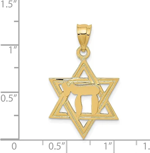 Vista 4 de Collar con dije de estrella de David de oro amarillo de 14 quilates con dije de estrella de David, joyería fina religiosa de Judaica para mujeres