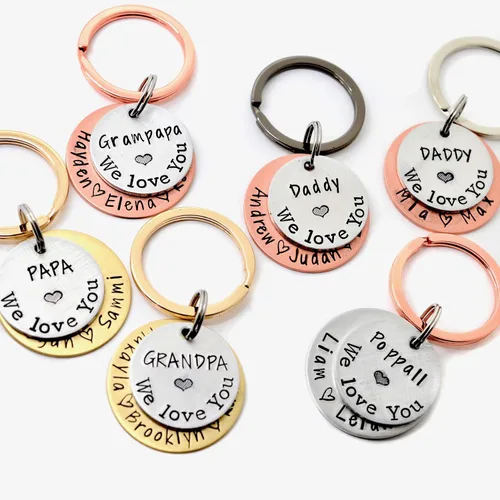 Vista 8 de Personalized Father's Day Keychain - Gift for Dad or Grandpa - Mixed Metal Key Chain