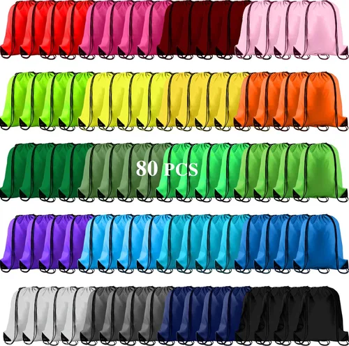 Vista 62 de KUUQA Mochila con cordón a granel, bolsas de almacenamiento para deporte, gimnasio, viajes, Negro, Viajar
