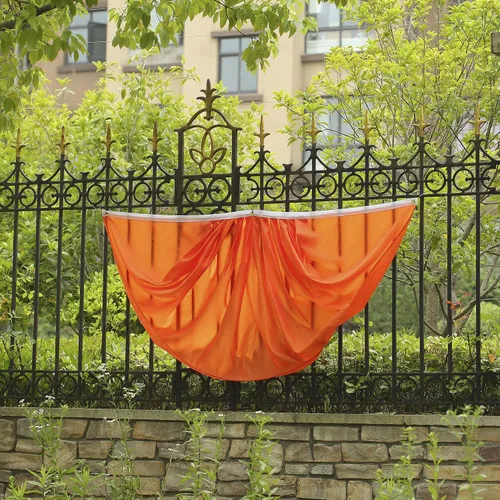 Vista 5 de Bandera de abanico plisada de color liso naranja de 3 x 6 pies, 2 banderas de abanico plisadas en color naranja puro para interiores y exteriores