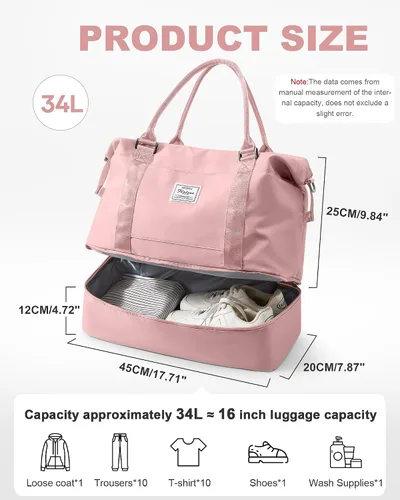 Vista 64 de Bolsa de viaje para mujer, bolsa deportiva para gimnasio, H-Negro