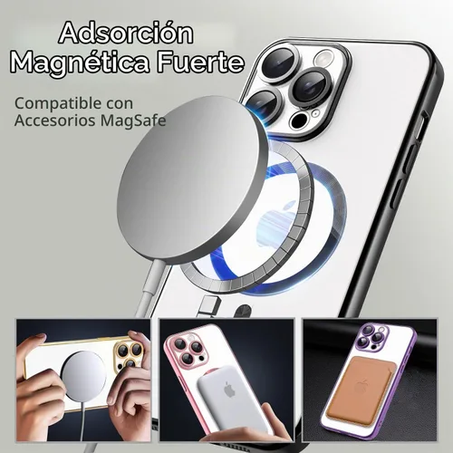 Vista 4 de Misscase Funda MagSafe compatible con iPhone 14 Pro con protector de lente de cámara, protección completa, funda magnética transparente compatible