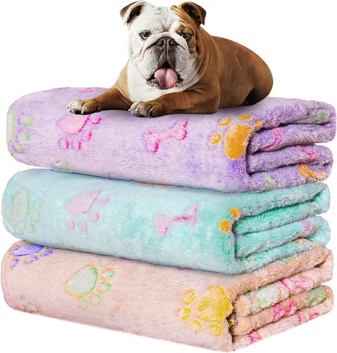 Vista 21 de Rezutan 1 paquete de 3 mantas para perros grandes, 41x31 pulgadas para mantas suaves y mullidas para mascotas y gatos de tamaño mediano, reversibles