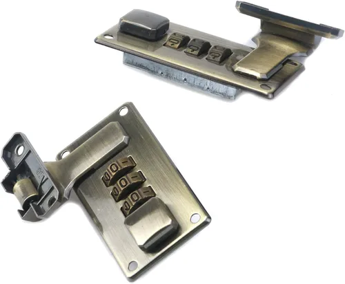 Vista 3 de Cerradura de combinación de maleta de equipaje de bronce de 3 dígitos Combination Password Locks, Briefcase Replacement Hasp Lock, Zinc Alloy