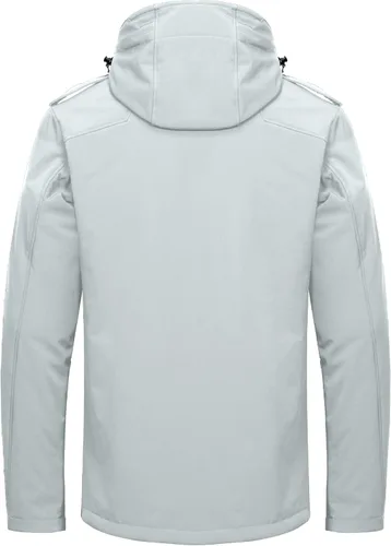 Vista 3 de Little Donkey Andy - Chaqueta de invierno para hombre, forro de sherpa cálido, softshell, cortavientos, para montaña, esquí, nieve, con capucha