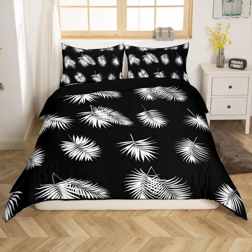 Vista 21 de Juego de ropa de cama de dibujos animados para niños, funda de edredón con estampado de vaca, funda de edredón negra y blanca, funda de edredón