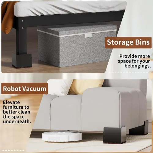 Vista 10 de Elevadores de cama para muebles de 2 pulgadas, de metal, autoadhesivos
