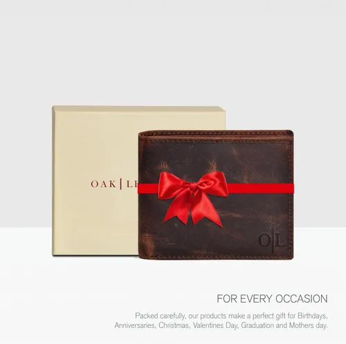 Vista 13 de Carteras RFID delgadas para hombres - Cartera de bolsillo frontal de piel genuina