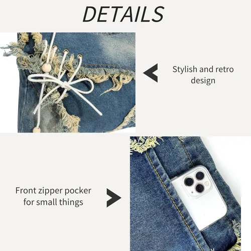 Vista 4 de Ruofuna Bolso cruzado de mezclilla grande vintage para mujer, bolso de hombro con cremallera, bolso de mensajero casual para la escuela