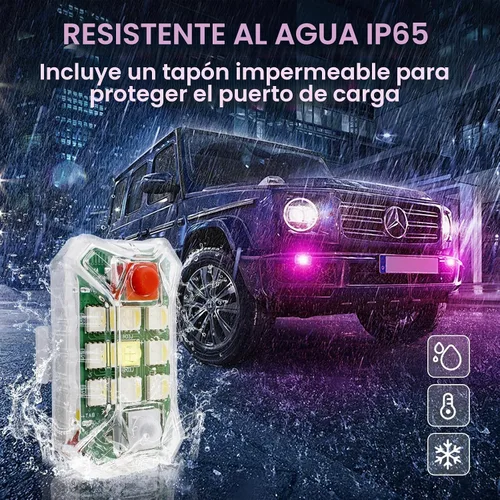 Vista 9 de 4 luces estroboscópicas LED inalámbricas mejoradas con control remoto, luces de advertencia de emergencia recargables por USB, luces LED
