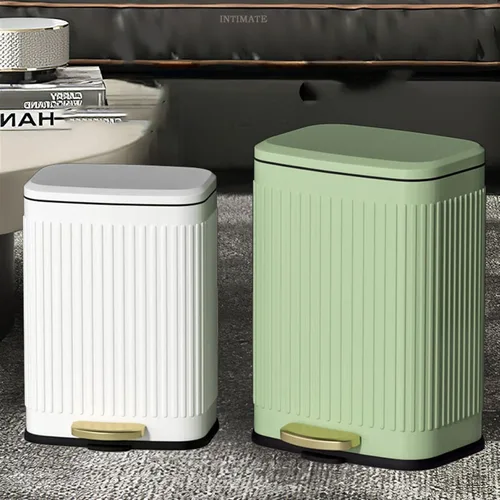 Vista 6 de HIHELO Cubo de basura de 6L/12L para el hogar, cocina, sala de estar, papelera de gran capacidad, con pedal de doble capa, cubo de basura de acero