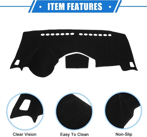 Vista 4 de Cubierta de tablero de instrumentos compatible con Chevy Trax 2014-2016, poliéster duradero negro cubierta delantera
