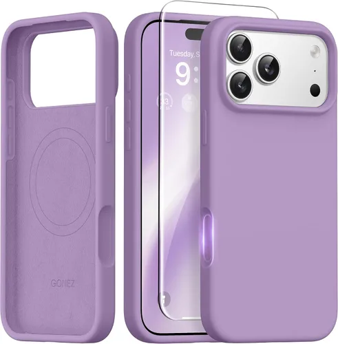 Vista 253 de GONEZ Funda magnética para iPhone 14, compatible con Magsafe, con protector de pantalla + protector de cámara, forro de microfibra antiarañazos