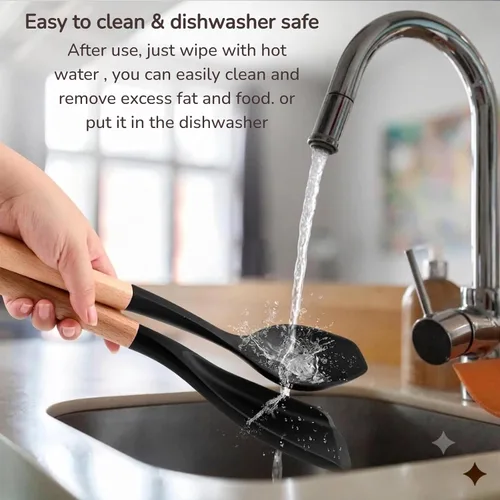 Vista 5 de LorisArm Cucharas de cocina grandes. Cuchara de servir de silicona resistente al calor de 12.5 pulgadas, utensilios de cocina antiadherentes