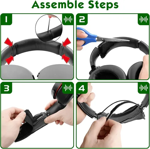 Vista 4 de Geekria Juego de almohadillas de repuesto + diadema compatibles con auriculares Sony MDR-XB950BT, MDR-XB950B1, juego de piezas de reparación