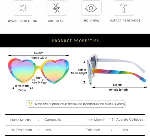 Vista 6 de Gleyemor Gafas de sol polarizadas en forma de corazón para mujer, gafas de moda, accesorios de moda