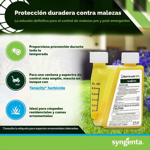Vista 2 de Barricade 4FL Herbicida Concentrado - Control de malezas preemergente - Prevención de malezas de hoja ancha de larga duración para césped, césped