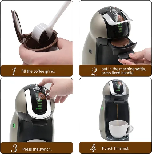 Vista 4 de Cápsulas de café reutilizables, paquete de 6 cápsulas de café rellenables coloridas recargables, compatibles con Dolce Gusto