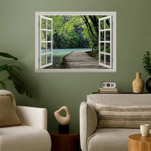 Vista 25 de wall26 Vinilo mural de pared extraíble – ANSE Lazio Beach en la isla Praslin en Seychelles - Decoración de pared creativa de ventana – 24 x 32