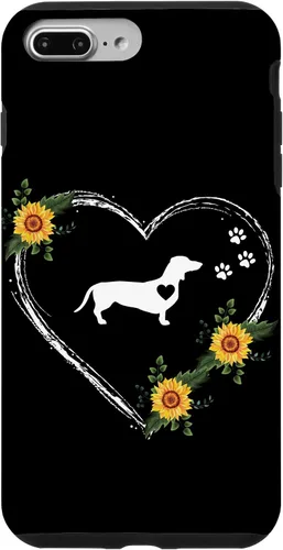 Vista 12 de Dachshund Heartbeat With Paw Prints On Black Case for iPhone 16